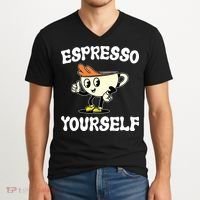 Espresso Yourself Funny Coffee Lover V-Neck T-Shirt thumb 2