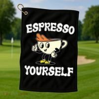 Espresso Yourself Funny Coffee Lover Golf Towel thumb 1
