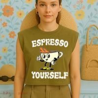 Espresso Yourself Funny Coffee Lover Garment-Dyed Women's Muscle Tee thumb 4