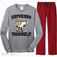 Espresso Yourself Funny Coffee Lover Long Sleeve Pajama Set thumb 0