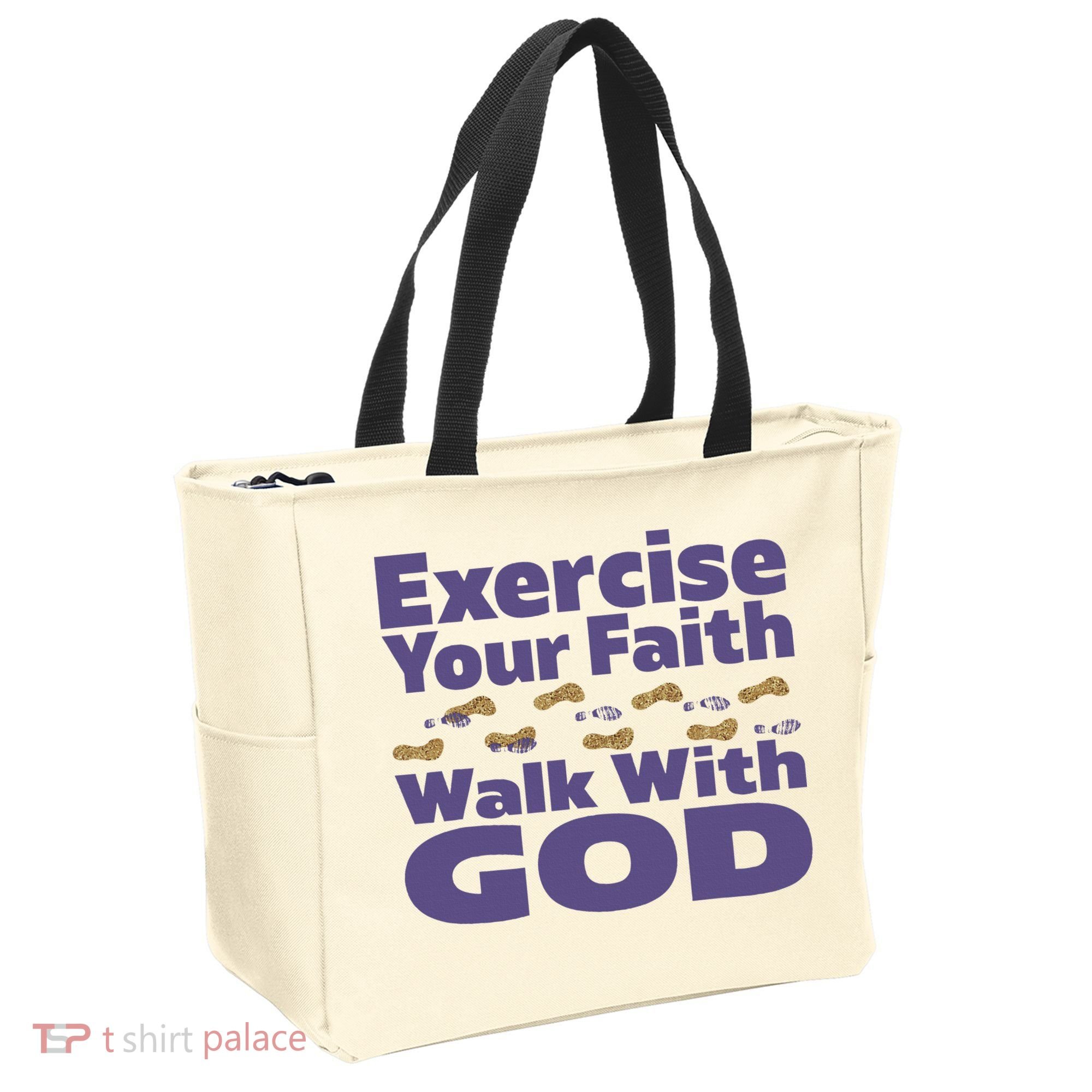 Exercise Your Faith Walk With God Christian Tote Bag