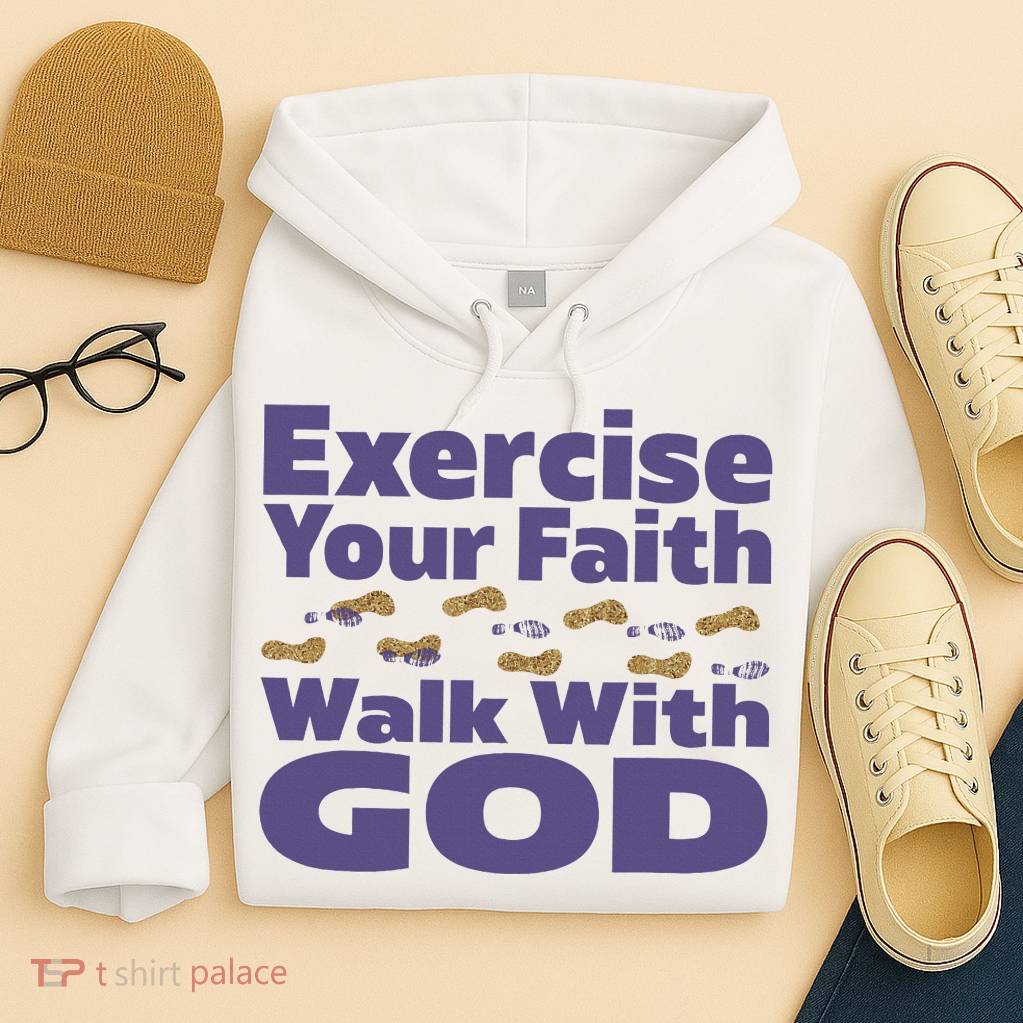 Exercise Your Faith Walk With God Christian Hoodie