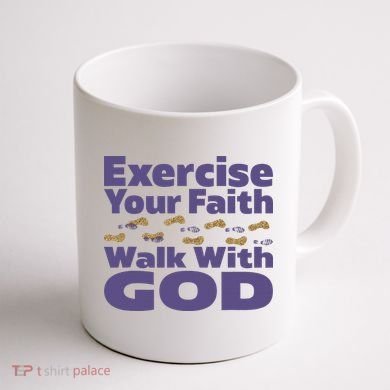 Exercise Your Faith Walk With God Christian Coffee Mug back