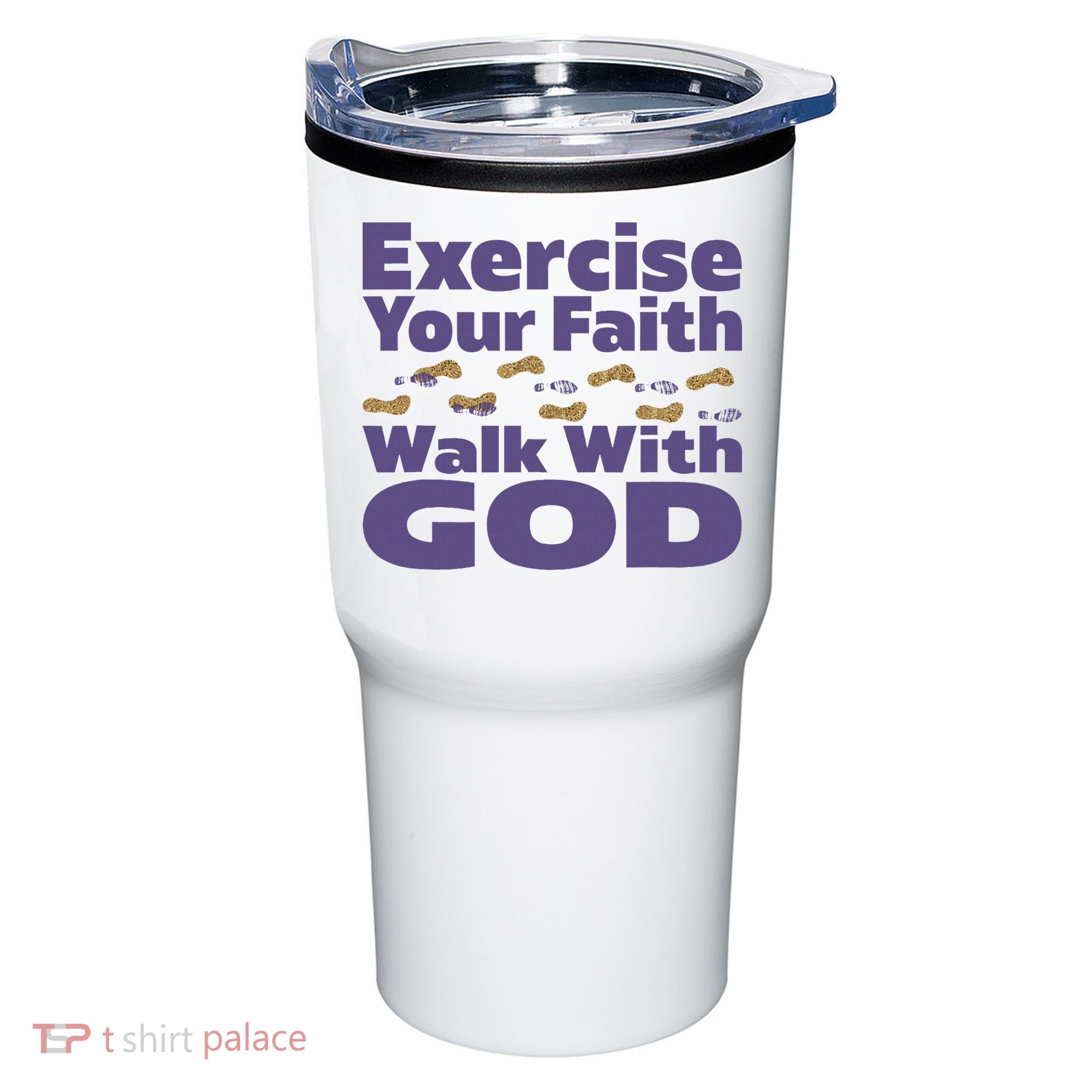 Exercise Your Faith Walk With God Christian Tumbler