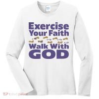 Exercise Your Faith Walk With God Christian Women's Long Sleeve Shirt thumb 0