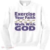 Exercise Your Faith Walk With God Christian Kids Sweatshirt thumb 0