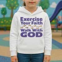 Exercise Your Faith Walk With God Christian Kids Hoodie thumb 3