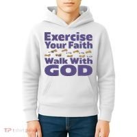 Exercise Your Faith Walk With God Christian Kids Hoodie thumb 4