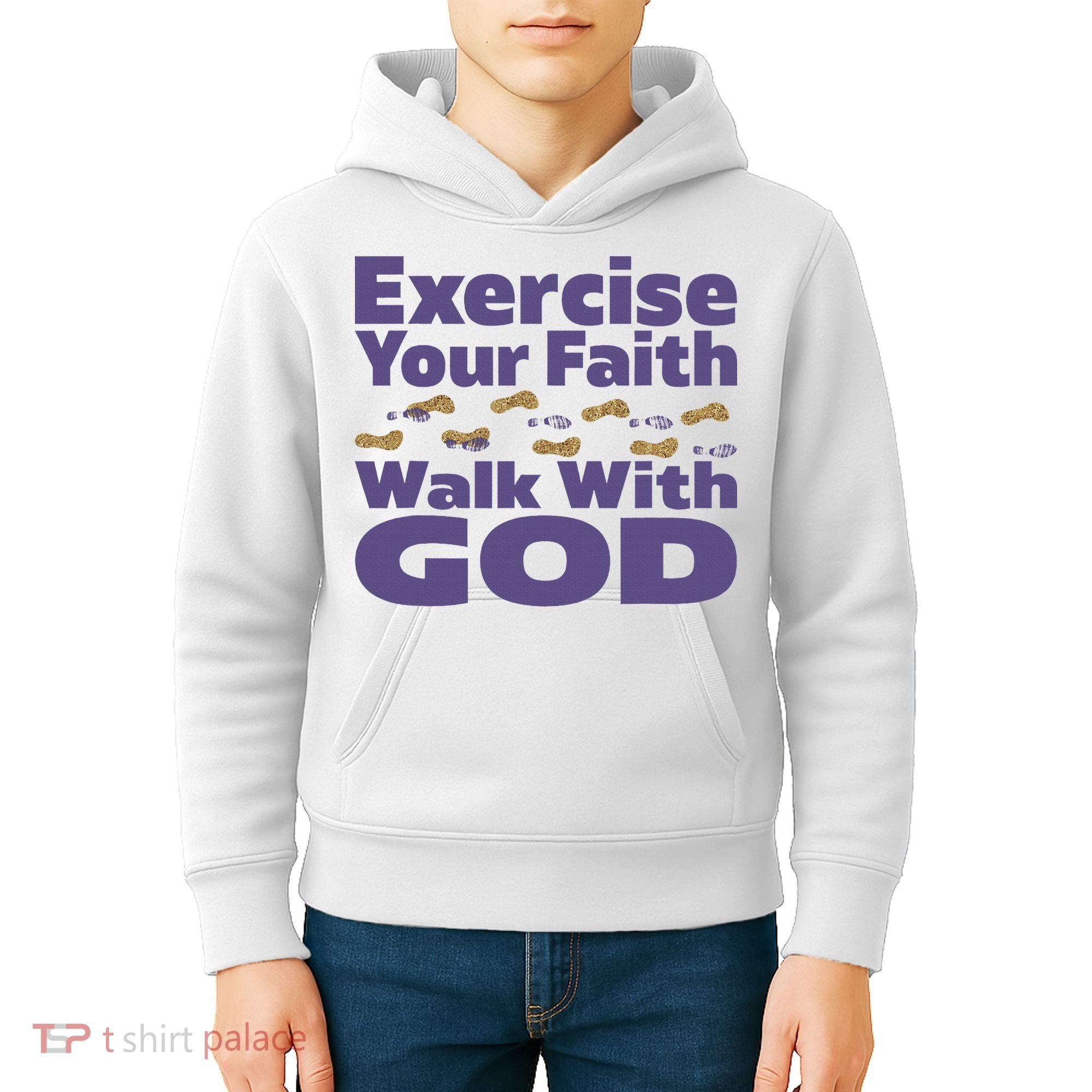 Exercise Your Faith Walk With God Christian Kids Hoodie