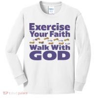 Exercise Your Faith Walk With God Christian Kids Long Sleeve Shirt thumb 0