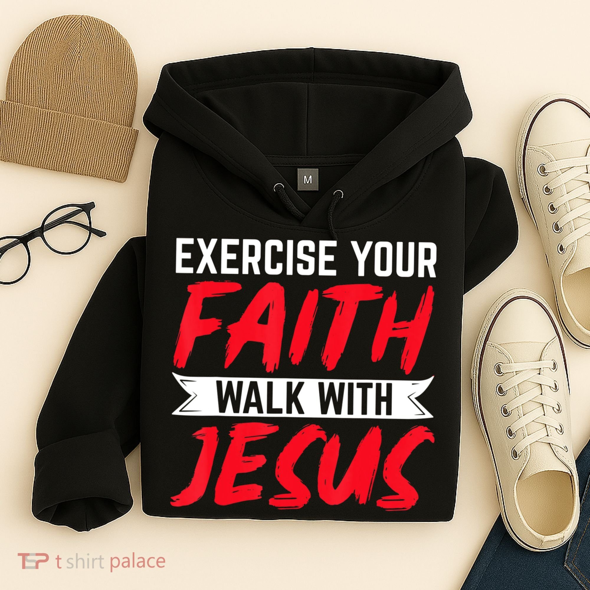 Exercise Your Faith Walk With Jesus Christian Religious Hoodie