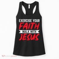 Exercise Your Faith Walk With Jesus Christian Religious Women's Tank Top thumb 0