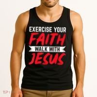 Exercise Your Faith Walk With Jesus Christian Religious Tank Top thumb 3