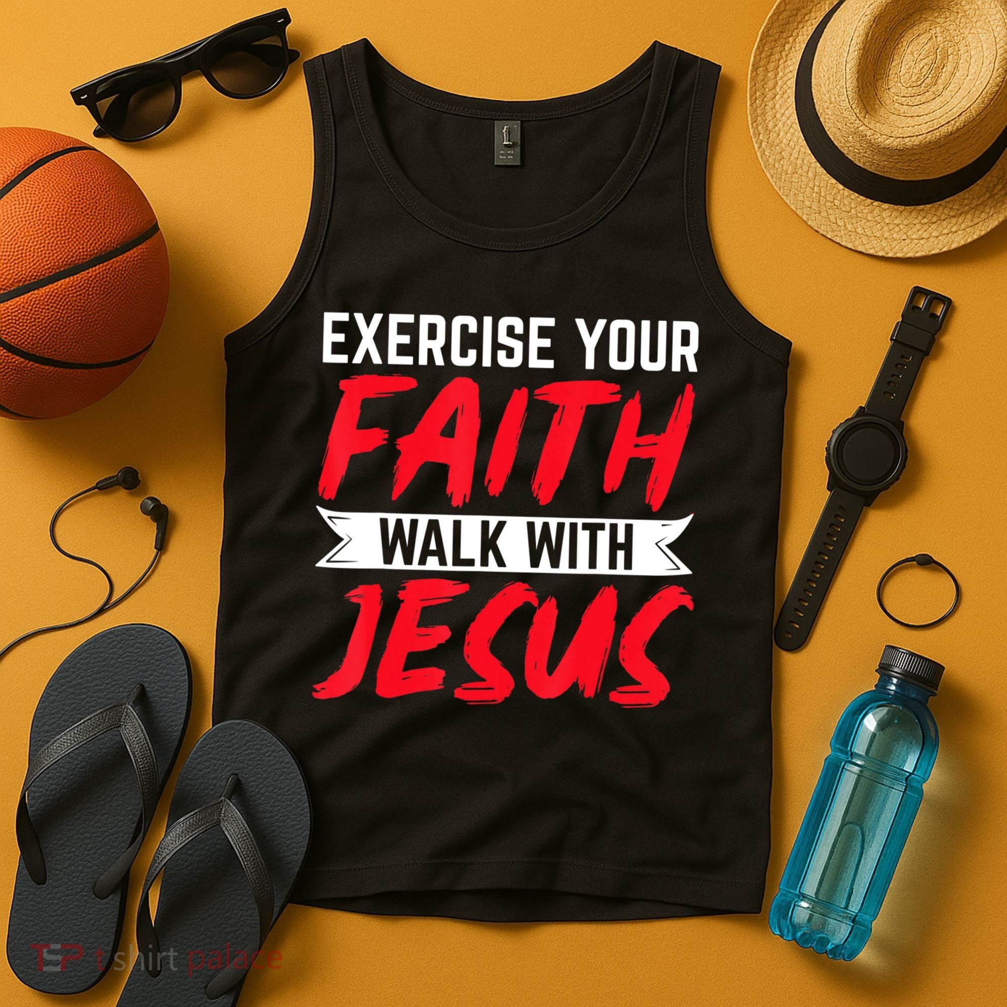 Exercise Your Faith Walk With Jesus Christian Religious Tank Top
