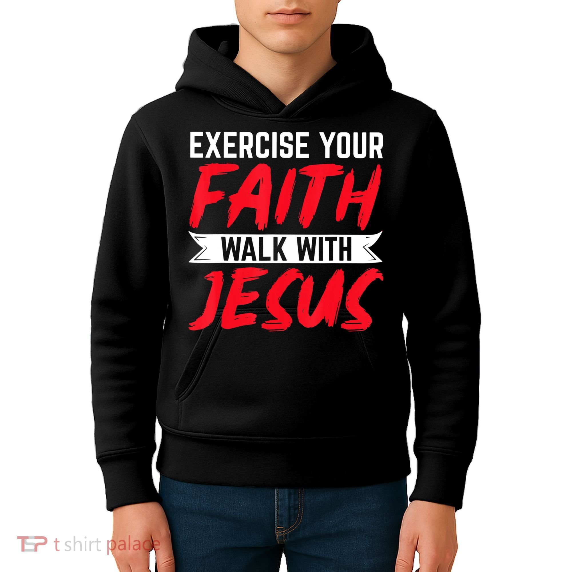 Exercise Your Faith Walk With Jesus Christian Religious Kids Hoodie