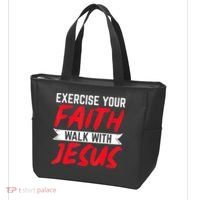 Exercise Your Faith Walk With Jesus Christian Religious Tote Bag thumb 3