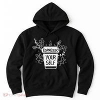 Espresso Yourself Funny Coffee Caffeine Lover Barista Hoodie thumb 0