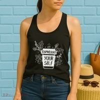 Espresso Yourself Funny Coffee Caffeine Lover Barista Women's Tank Top thumb 2