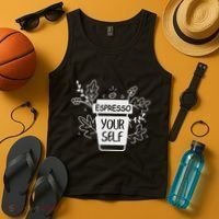 Espresso Yourself Funny Coffee Caffeine Lover Barista Tank Top thumb 4