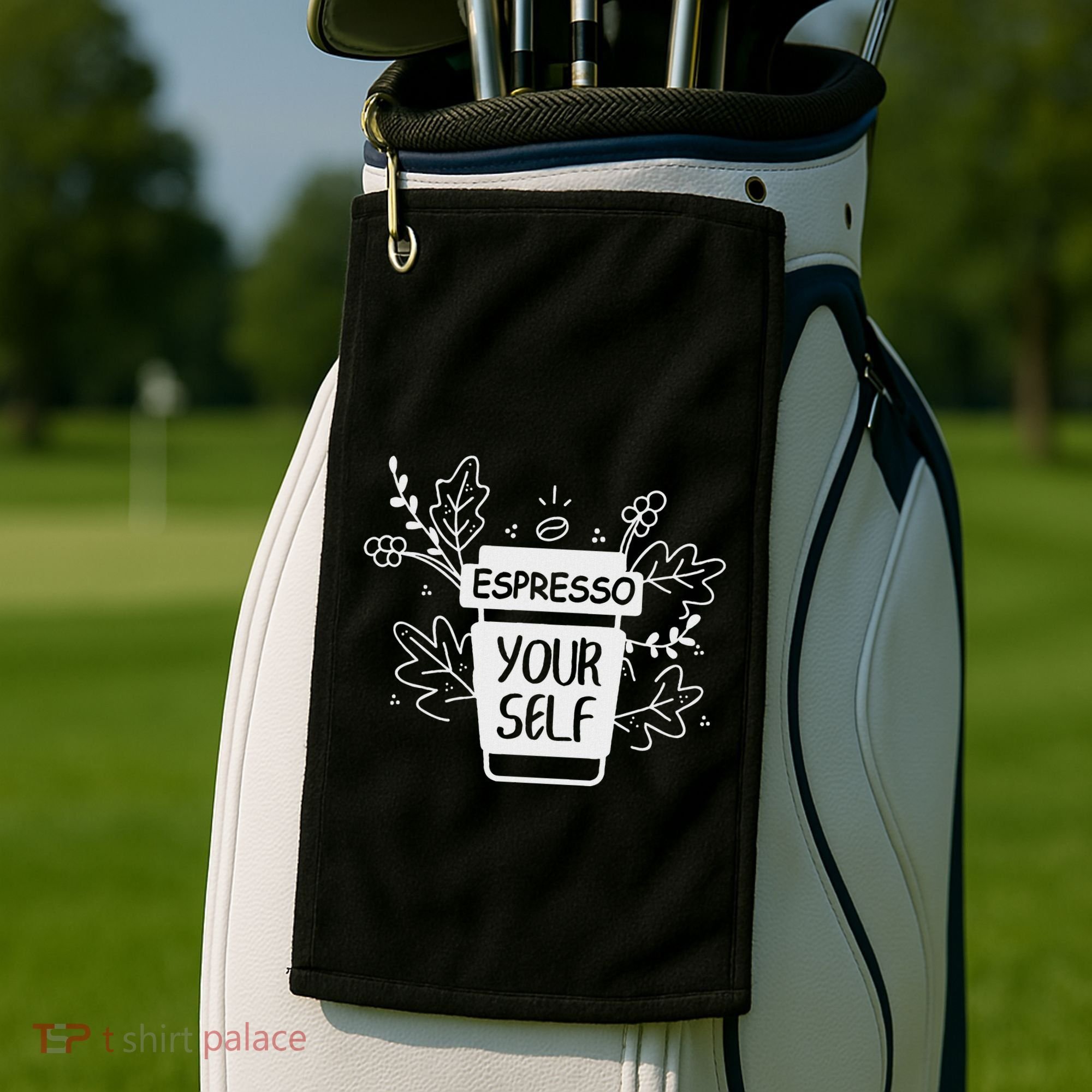 Espresso Yourself Funny Coffee Caffeine Lover Barista Golf Towel