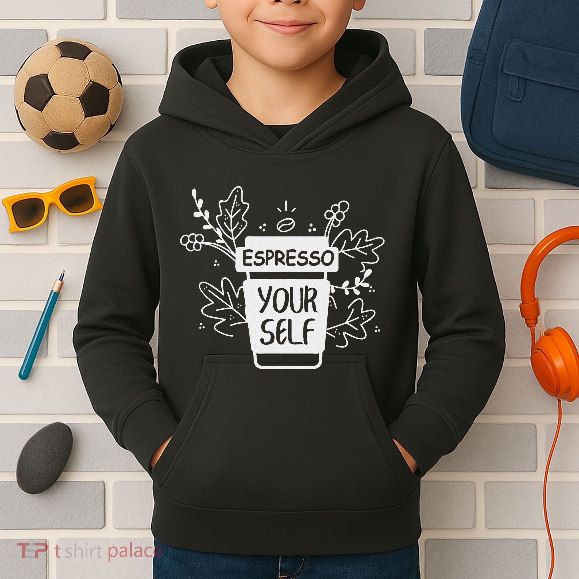 Espresso Yourself Funny Coffee Caffeine Lover Barista Kids Hoodie