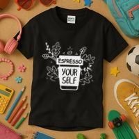 Espresso Yourself Funny Coffee Caffeine Lover Barista Kids T-Shirt thumb 3