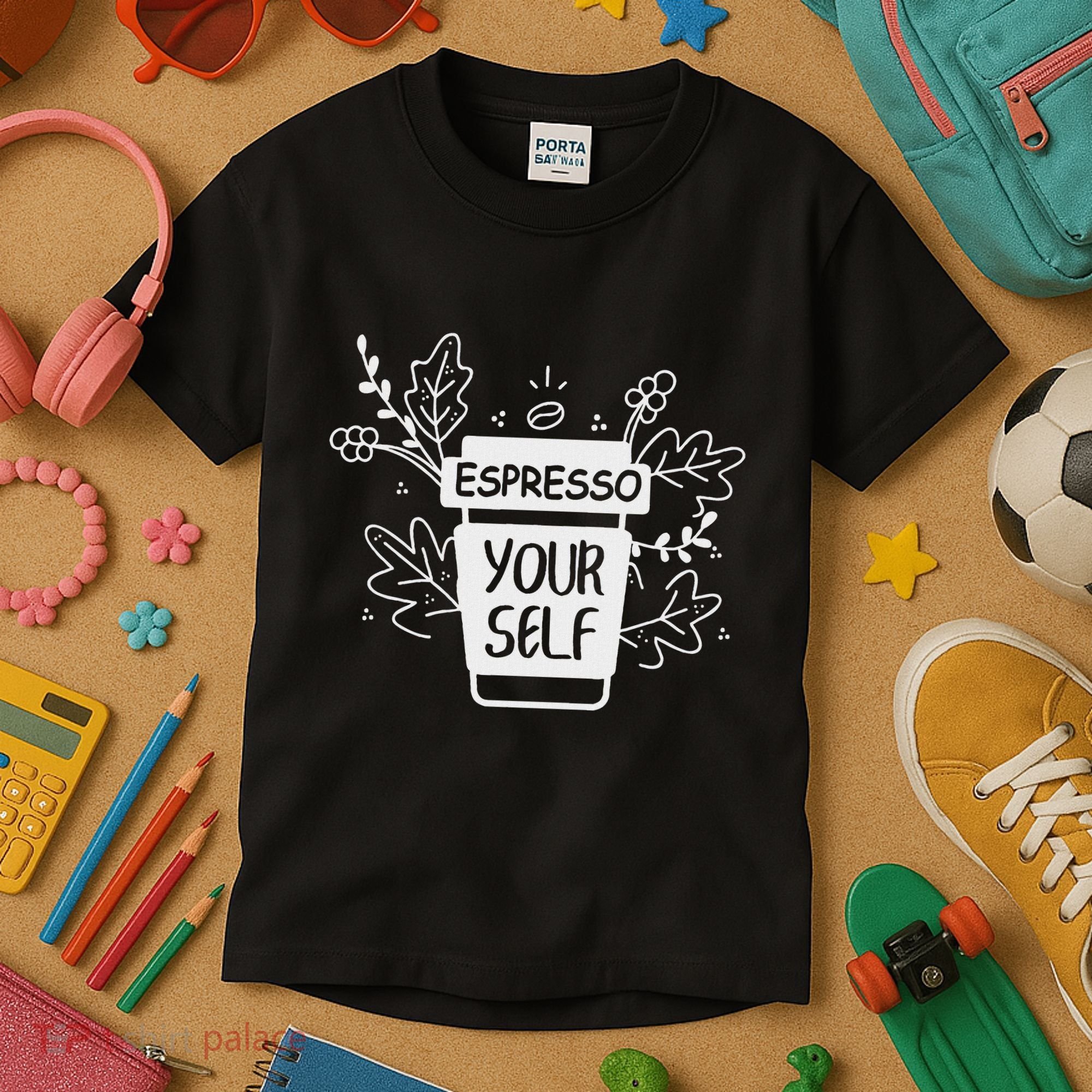 Espresso Yourself Funny Coffee Caffeine Lover Barista Kids T-Shirt
