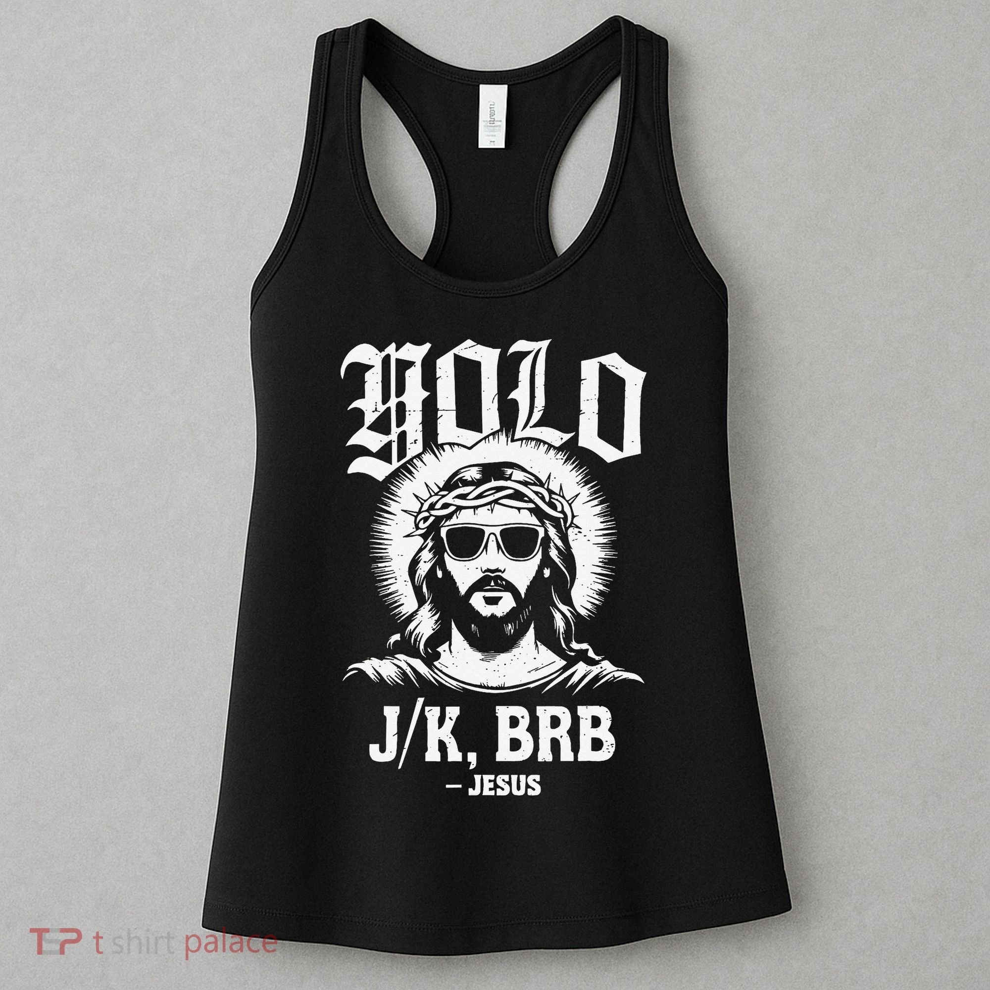 Easter Yolo Lol Jk Brb Jesus Funny Christian Teen Women's Tank Top