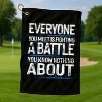 Everyone You Meet Is Fighting A Battle You Know Nothing Gift Golf Towel thumb 1