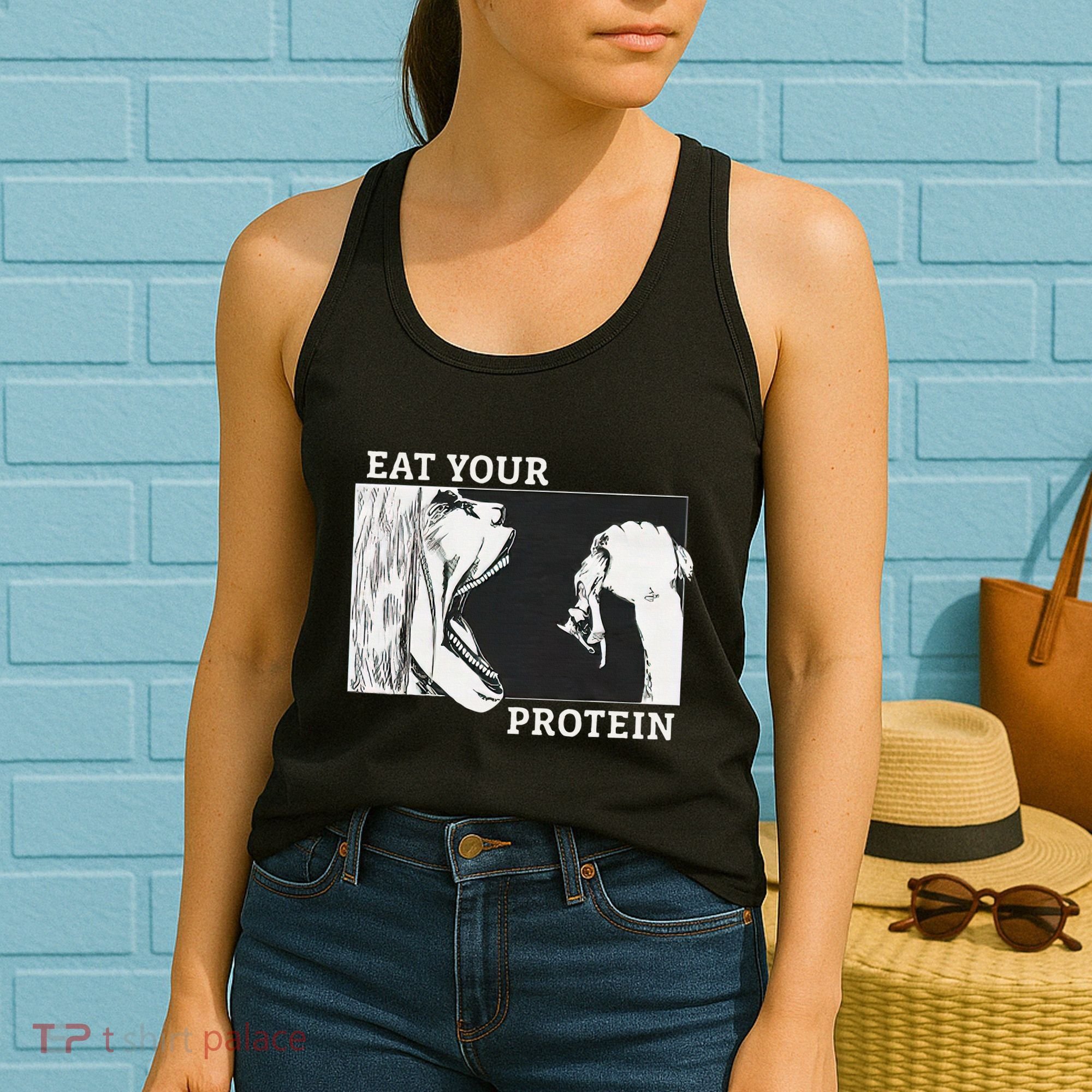 Eat Your Protein A.N.I.M.E Gym Pump Bodybuilding Fitness Women's Tank Top