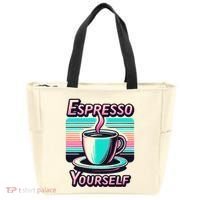 Espresso Yourself Retro Funny Coffee Lover Tote Bag thumb 0