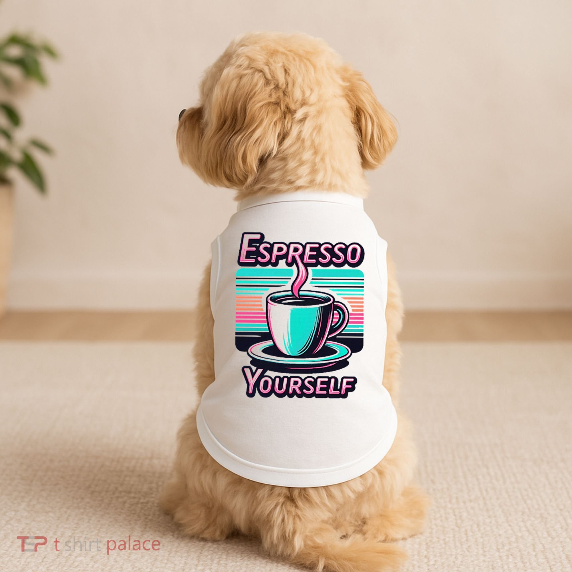 Espresso Yourself Retro Funny Coffee Lover Doggie Tank