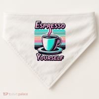 Espresso Yourself Retro Funny Coffee Lover USA-Made Doggie Bandana thumb 0