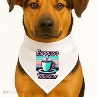 Espresso Yourself Retro Funny Coffee Lover USA-Made Doggie Bandana thumb 1