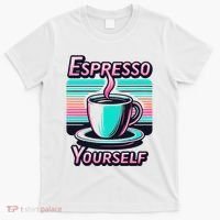 Espresso Yourself Retro Funny Coffee Lover T-Shirt thumb 0