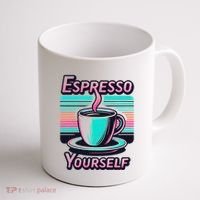 Espresso Yourself Retro Funny Coffee Lover Coffee Mug thumb 1