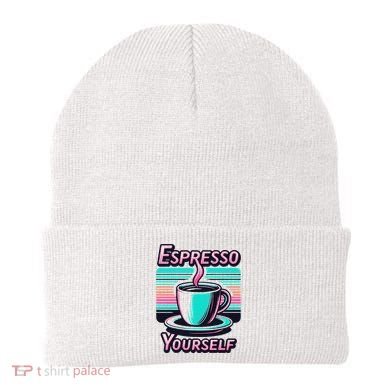 Espresso Yourself Retro Funny Coffee Lover Beanie