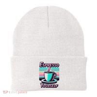 Espresso Yourself Retro Funny Coffee Lover Beanie thumb 0
