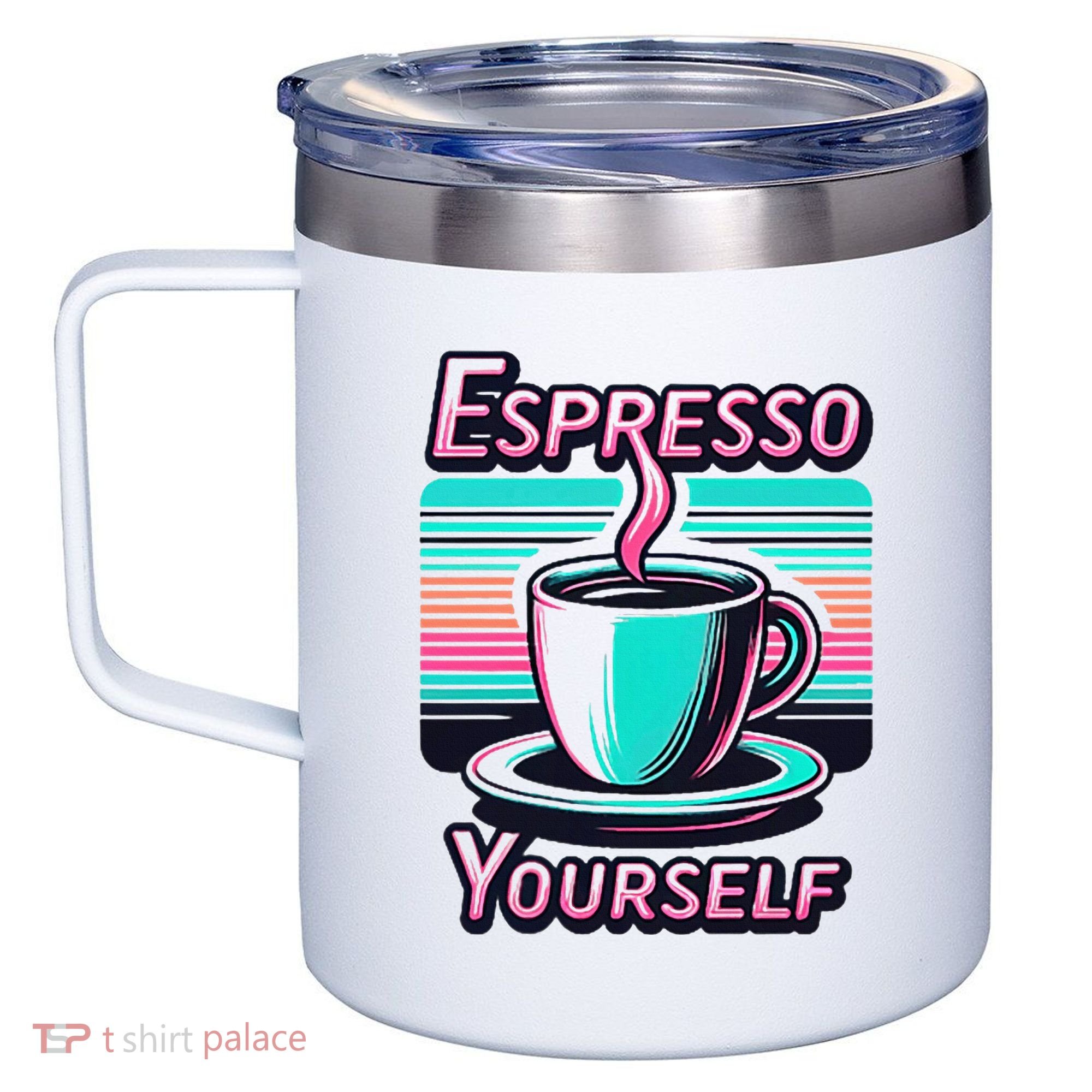 Espresso Yourself Retro Funny Coffee Lover 12oz Stainless Steel Coffee Mug