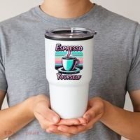 Espresso Yourself Retro Funny Coffee Lover Tumbler thumb 2