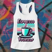 Espresso Yourself Retro Funny Coffee Lover Women's Tank Top thumb 3