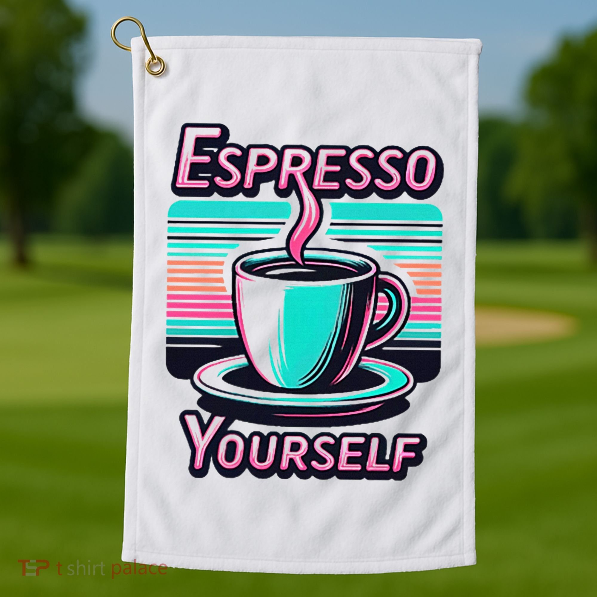 Espresso Yourself Retro Funny Coffee Lover Golf Towel