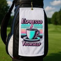 Espresso Yourself Retro Funny Coffee Lover Golf Towel thumb 2