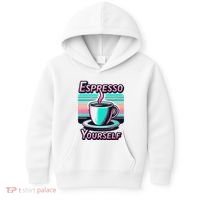 Espresso Yourself Retro Funny Coffee Lover Kids Hoodie thumb 0