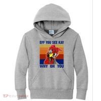 EFF You See Kay Why Oh You Rooster Funny Retro Kids Hoodie thumb 0