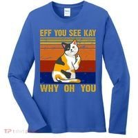 EFF You See Kay Why Oh You Funny Cat Middle Finger Women's Long Sleeve Shirt thumb 0