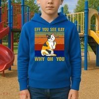 EFF You See Kay Why Oh You Funny Cat Middle Finger Kids Hoodie thumb 2