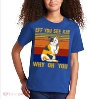 EFF You See Kay Why Oh You Funny Cat Middle Finger Kids T-Shirt thumb 2