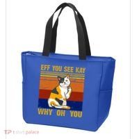 EFF You See Kay Why Oh You Funny Cat Middle Finger Tote Bag thumb 3