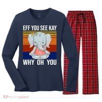 EFF You See Kay Why Oh You Elephant Women's Long Sleeve Flannel Pajama Set  thumb 0
